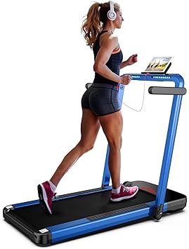 FLYLINKTECH 2 in 1 Folding Treadmill, 2.25HP Under Desk Treadmill Walking Pad with App & Remote Control, Led Display, Portable Running Jogging Walking Machine for Home Office Gym