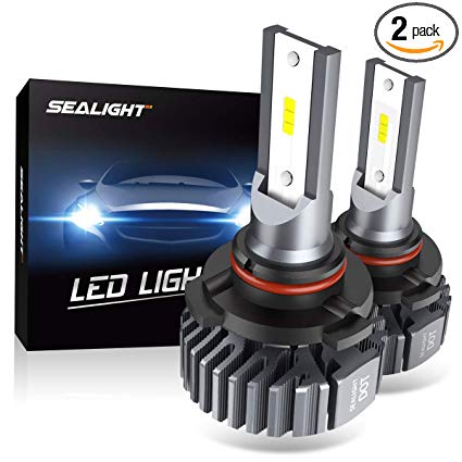 SEALIGHT 9006 HB4 LED Headlight Bulbs Fanless 6000K White Low Beam CSP Chips Halogen Headlight Replacement 30W 5000Lumens