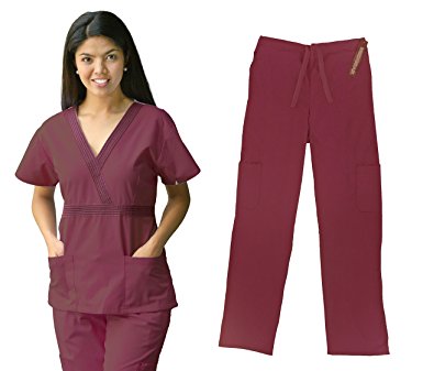 Material Girl Womens Scrub Sets Top and Pants Nurse Uniform 7872