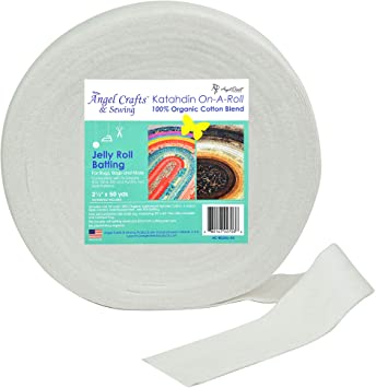 Angel Crafts and Sewing Cotton Batting Jelly Rolls: Quilting Rugs and Bags - all Organic Cotton Jelly Roll Fabric Strips - Quilt Batting Precuts Fabric for Quilts - 2.5 Inches by 50 Yards