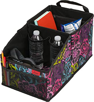 Lusso Gear Car Seat Organizer for Front or Backseat - Great for Adults & Kids, Features 9 Storage Compartments for Toys, Magazines, Tissues, Maps, Books, Documents, Games & More (Floral)