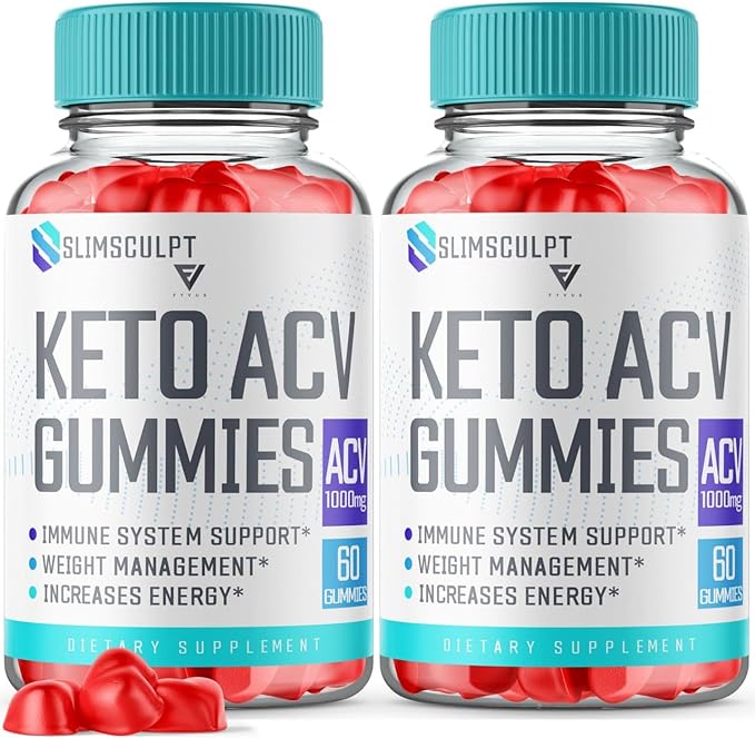 (2 Pack) Slimsculpt Keto ACV Gummies Advanced Weight Loss, Slim Sculpt Keto   ACV Apple Cider Vinegar Drops Kelly Clarkson, Keto  ACV Slimsculpt Vitamin Folate Supplement 1000MG Strength (120 Gummies)