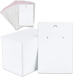 N / A 100 Pack Earring Cards, Necklace Display Cards, For Blank Earring Jewelry Display Cards for Ear Studs, 3.5 x 2.4 Inches (White)