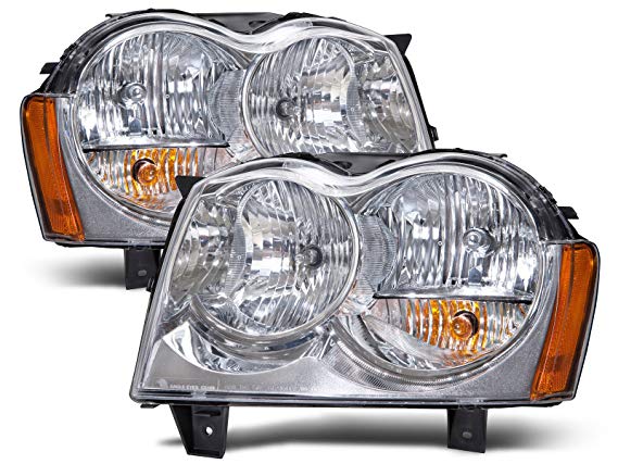 Headlights Depot Replacement for Jeep Grand Cherokee New Headlights Headlamps Set New Pair