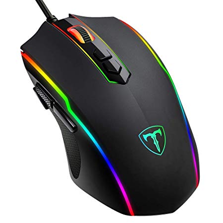 Gaming Mouse Wired, PICTEK 8 Programmable Buttons, Chroma RGB Backlit, 7200 DPI Adjustable, Comfortable Grip Ergonomic Optical PC Computer Gaming Mice with Fire Button