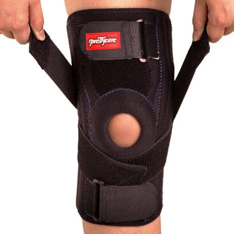 PrettyCare Knee Brace Support ( Professional Protection ) Adjustable Open Patella Braces Protector & Knee Cap Band Stabilizer For Arthritis, Meniscus Tear, Basketball, Exercise ( 15" to 19" )