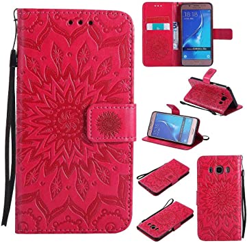 KKEIKO Galaxy J5 2016 Case, Galaxy J5 2016 Flip Leather Case, Shockproof Bumper Cover and Premium Wallet Case for Samsung Galaxy J5 2016 (Red)