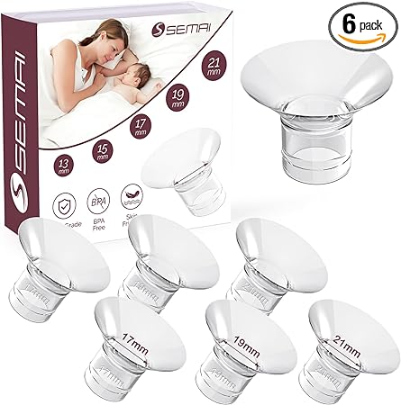 Flange Insert 6PCS 17/19/21mm for Momcozy S9/S9pro/S10/S12/S12pro/Medela/Tsrete/Spectra/Bellababy etc 24mm Wearable Breast Pump, Reduce 24mm Tunnel Down to Other Correct Size