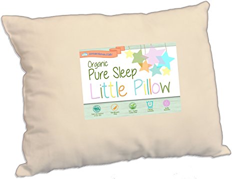 Toddler Pillow Soft Organic Cotton 200 Thread Count, Delicate Fill for Safe Neck Support in Kids Age 2-5, Great for Travel, Nap, Day Care, Baby Crib or Toddler Bed, 13x19 Made in USA by Dreamtown Kids