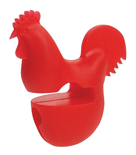 Fox Run 6283 Rooster Pot Clip/Spoon Holder, Silicone