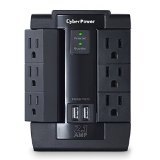 CyberPower CSP600WSU Surge Protector 6-AC Outlet Swivel with 2 USB 21A Charging Ports