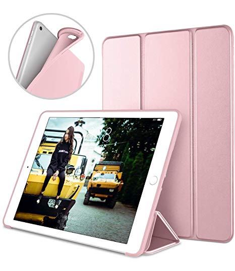 Oaky Case for iPad 10.2 inch 2019 Slim Lightweight Trifold Stand Smart Shell with Auto Wake/Sleep Soft TPU Back, Cover for Apple iPad 7th Generation 10.2 2019 - Rose Gold