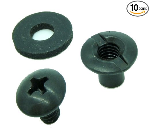 Black Chicago Screw - Binding Post Kit 1/4” or 3/8” Open Slotted Back Fasteners- Neoprene Rubber Washers & Phillips Truss Heads by QuickClip Pro for Kydex or Leather Gun Holster & Knife Sheath Making
