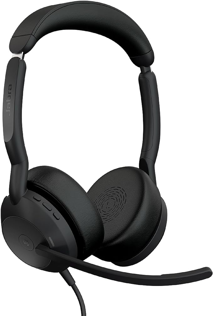 Jabra Evolve2 50 Wired Stereo Headset AirComfort Technology, Noise-Cancelling Mics & Active Noise Cancellation - MS Teams Certified, Works with All Other Platforms - Black