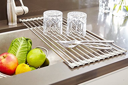 iEnjoyware Over the Sink Roll-Up Dish Drying Rack - 21”L x 9.5”W- Grey