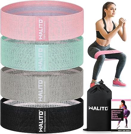 Resistance Bands for Working Out - Booty Bands for Women Men, Fabric Exercise Bands for Legs and Butt, Thigh Bands for Fitness, Gym, Home Workout Equipment (Set of 4)