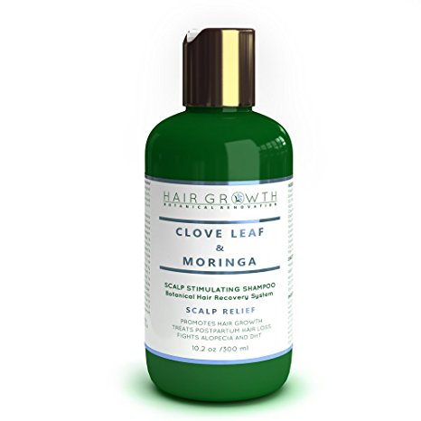 HAIR GROWTH Clove Leaf & Moringa SCALP RELIEF Shampoo Scalp Stimulating Botanical Hair Recovery System Fights Alopecia / DHT / Postpartum Hair Loss/ Improves Thinning Hair. Sls-Free