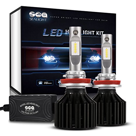 SEALIGHT X2 H11(H8,H9) LED Headlight Conversion Kit - 50W 8000LM - 16x CSP LED Chips - Cool White 6000K - Fog Light Bulbs - H11 Bulbs- 2 Yr Warranty
