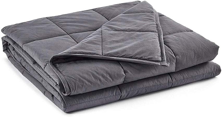 beddingking Weighted Blanket 15lbs (60''x80'', Grey, Queen Size) for Adults and Kids Heavy Blanket Cooling Cotton 100% Cotton Material with Glass Beads