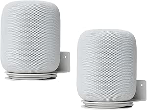 shinar Metal Wall Mount Compatible with Homepod 1st/2nd, Bracket Accessories Stand Compatible with Homepod 2 Integrated Cable Management Max. 20 lbs (2-Pack, White)