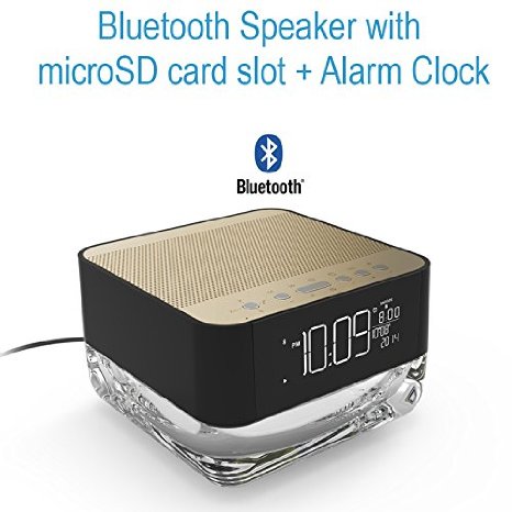 Soul-Portable Bluetooth Speaker for Apple, Android and Other Devices with MP3 Player and Microphone Alarm Clock, microSD Card Slot, Night Lamp, Hands Free Phone, Twilight colors (Silver)