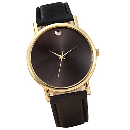 Sannysis(TM) 1PC Luxury Retro Design Leather Band Analog Alloy Quartz Wrist Watch (Black)