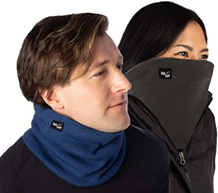 DG Hill (2 Pack) Thick Heat Trapping Thermal Neck Warmers, Winter Neck Gaiter Set Fleece Lined