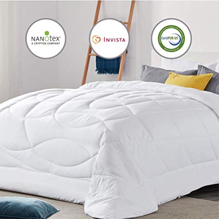 SLEEP ZONE All Season Comforter Down Alternative Soft Cooling Reversible Duvet, White, Twin