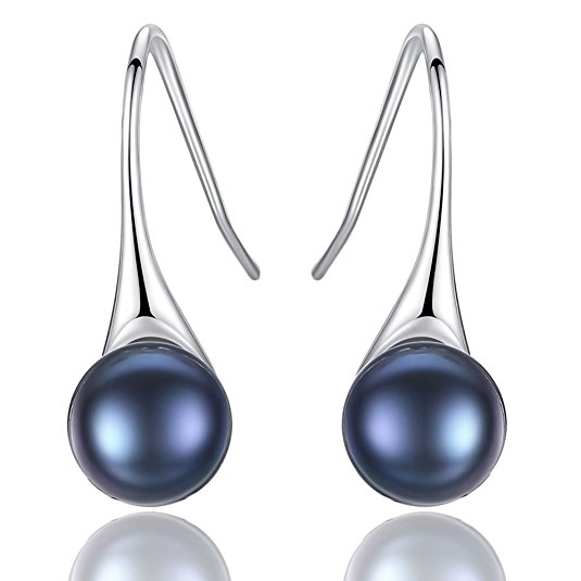 Freshwater Pearl Earrings Dangle Drop Sterling Silver Earrings 8mm Natural Pearl Fine Jewelry for Women