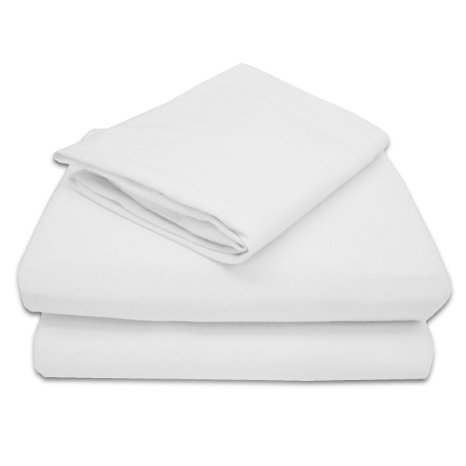 TL Care 100% Jersey Cotton 3 Piece Toddler Sheet Set, White