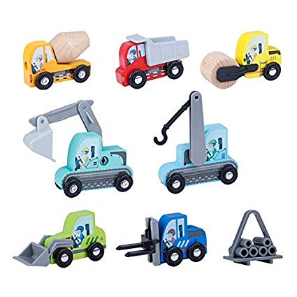 umu New Toy Cars Wooden Construction Site Vehicles for Kids