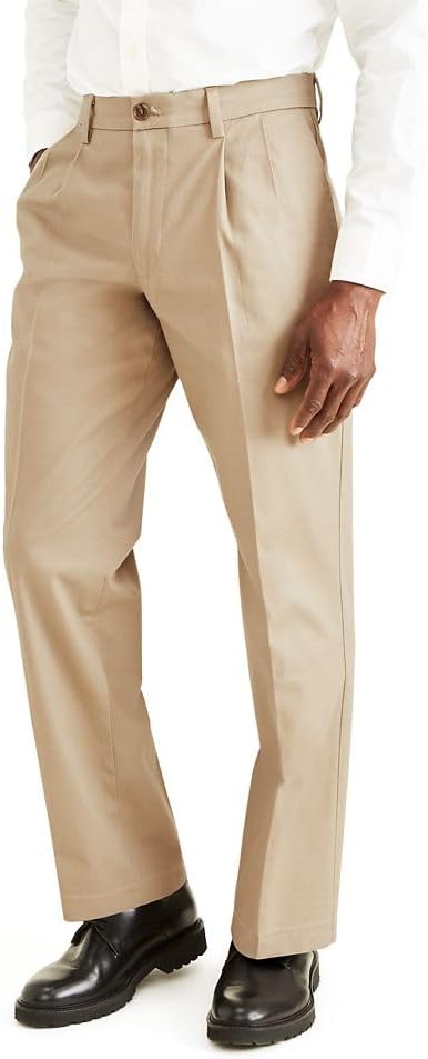 Dockers Mens Classic Fit Signature Khaki Lux Cotton Stretch Pants - Pleated