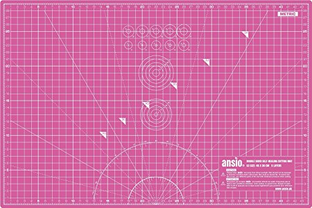 ANSIO A3 Double Sided Self Healing  5 Layers Cutting Mat Metric/Imperial 45cmx 30cm -  Pink/Red