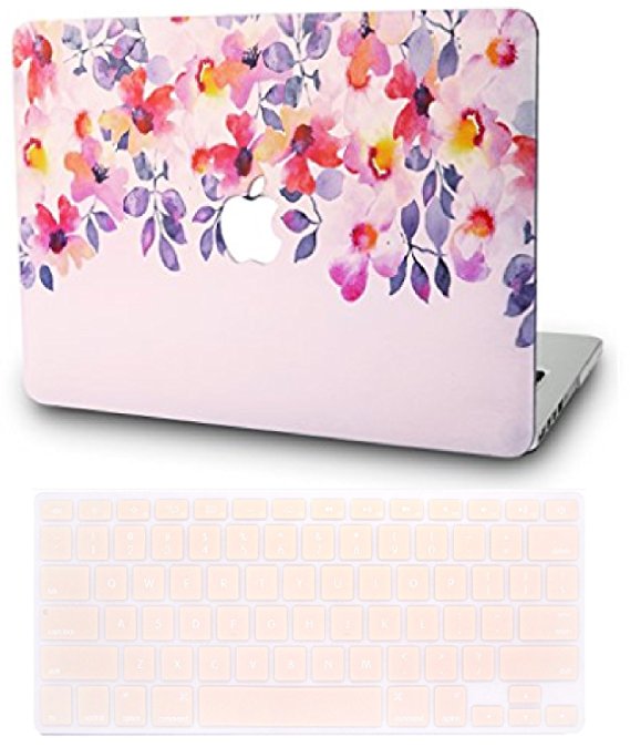 KEC Laptop Case for MacBook Pro 13" (2018/2017/2016) w/ Keyboard Cover Plastic Hard Shell A1989/A1706/A1708 Touch Bar (Flower 2)