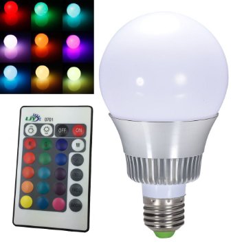 LJY E27 10W RGB LED Light Color Changing Lamp Bulb AC 85-265V with Remote Control