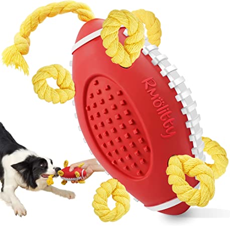 Rmolitty Dog Toys, Interactive Dog Toys for Tug of War, Durable Dog Ball with Ropes, Dog Birthday Gifts, Tough Durable Dog Chew Fetch Toys for Small & Medium Dogs (Ball-red)