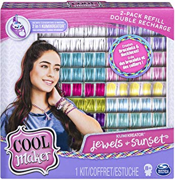 Cool Maker, Kumikreator Sunset & Jewels Fashion Pack 2 Pack Refill, Friendship Bracelet & Necklace Activity Kit, Multicolor