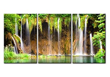 Canvas Print Wall Art Painting For Home Decor Sring Plitvice Lakes National Park National Park In Southeast Europe And The Largest In Croatia Europe Majestic Waterfall With Turquoise Water And Green Forest 3 Pieces Panel Paintings Modern Giclee Stretched And Framed Artwork The Picture For Living Room Decoration Landscape Pictures Photo Prints On Canvas