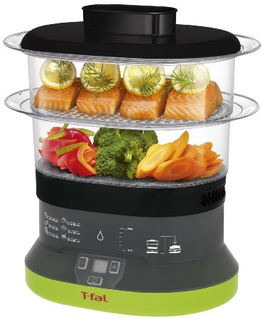 T-fal VC1338 Balanced Living Compact 2-Tier Electric Food Steamer 4-Quart Black