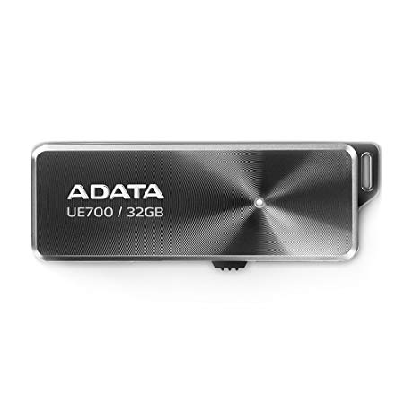 ADATA UE700 32GB USB 3.0 iF Awarded Superior High Speed up to 190 MB/s Read & 50 MB/s Write, Retractable, Capless Flash Drive (AUE700-32G-CBK)