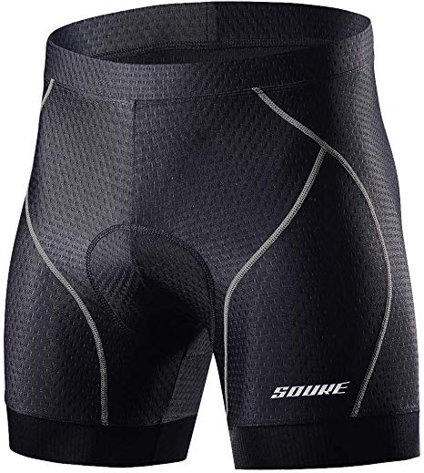 Souke Sports Men's Cycling Underwear Shorts 4D Padded Bike Bicycle MTB Liner Shorts with Anti-Slip Leg Grips