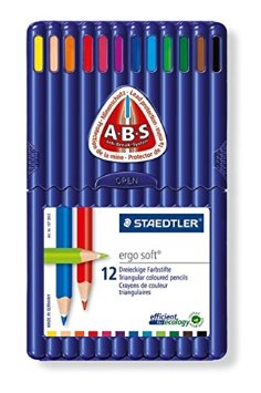 Staedtler Ergosoft Colored Pencils Set of 12 Colors in Stand-up Easel Case 157SB12