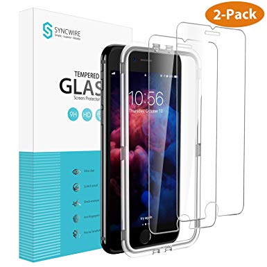 Syncwire Screen Protector for iPhone 8 Plus / 7 Plus - 2-Pack HD 9H Hardness 2.5D Tempered Glass Screen Protectors for iPhone 8 Plus/7 Plus [Shatter-Proof, Bubble-Free, 3D-Touch, Easy-Install]