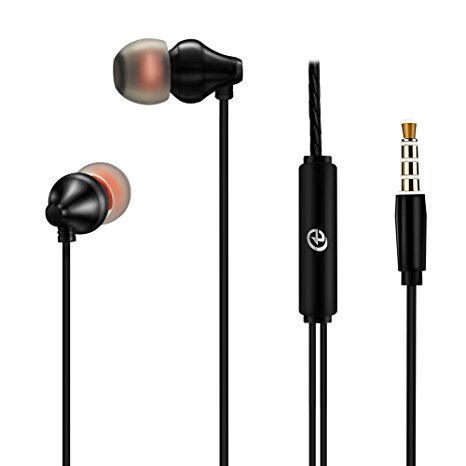 HONOT Earphones with Microphone Sports Headphones Earbuds Noise Cancelling Earphones HIFI Stereo Bass for Sport Running for iPhone iOS Android 3.5mm jack(Black)