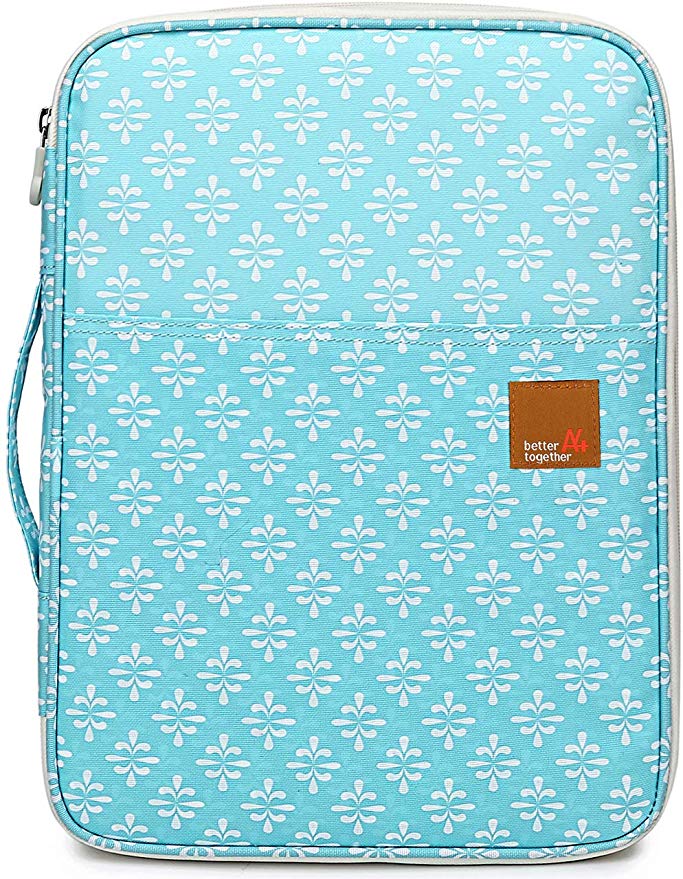 Mygreen New Universal A4 Document Bags Portfolio Organizer- Waterproof Travel Gear Organizer Zipper Case/Document File Bag for Ipads, Notebooks, Pens, Document Light Blue