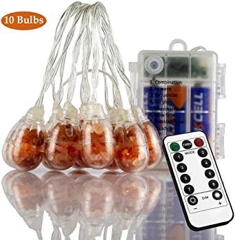 Himalayan Salt String Lights with 2 AA Battery Natural Salt Block 10 LED Bulbs Home Decoration & Perfect Gift for Friends