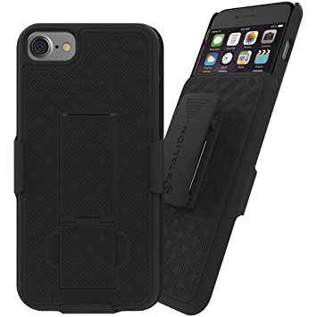 Stalion Secure Belt Clip Holster & Shell Case Combo with Kickstand for Apple iPhone 7 (4.7"Inch)(Jet Black)