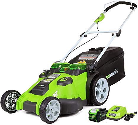 Greenworks 25302 20-Inch 40V Twin Force Cordless Lawn Mower, 5.0 AH Battery and Charger Included