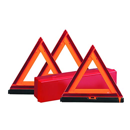 Deflecto Early Warning Road Safety Triangle Kit, Reflective, 3-Pack (73-0711-00)