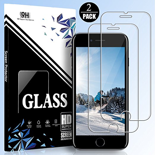 EESHELL iPhone 8 Plus/7 Plus/6S Plus/6 Plus Screen Protector, [2 Pack] 9H Hardness Tempered Glass, Shatter-Proof, HD Clarity, Bubble-Free, 3D-Touch, Easy-Install, Clear Anti-Bubble Film for iPhone 8P.